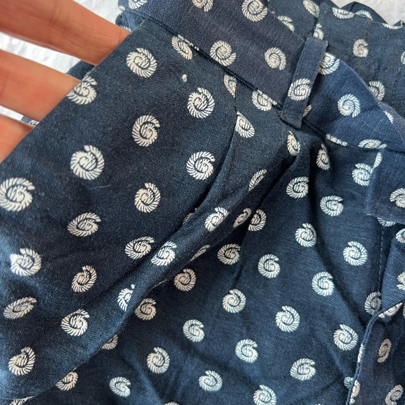 S NEW LOFT Womens Cotton Pull On Shorts Blue White Textured Pockets Drawstrinhg - Picture 7 of 8